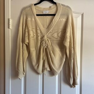 Sage Beige V-Neck Sweater